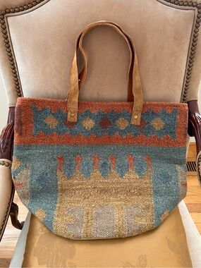 Scully Woven Wool Western Suede Handle Large Tote Bag NWT